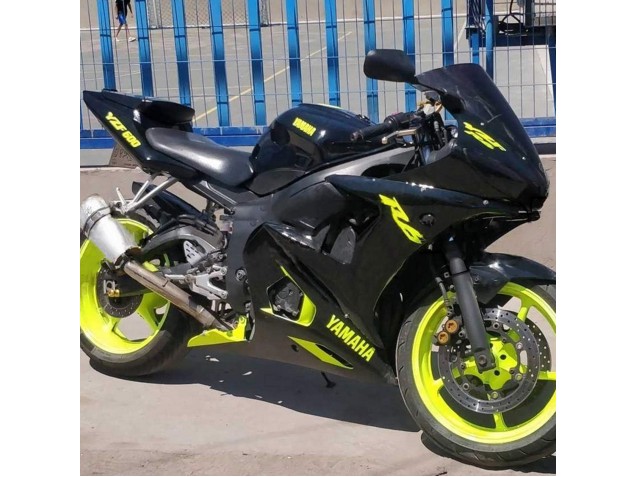 Noir Brillant Jaune Néon Carénage Moto Yamaha YZF R6S 2006-2009