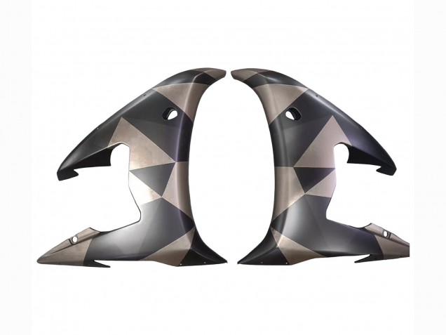 Gris Noir Mat Geometric Carénage Moto Yamaha YZF R6 2003-2004