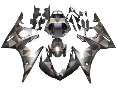 Gris Noir Mat Geometric Carénage Moto Yamaha YZF R6 2003-2004 Pas Chère