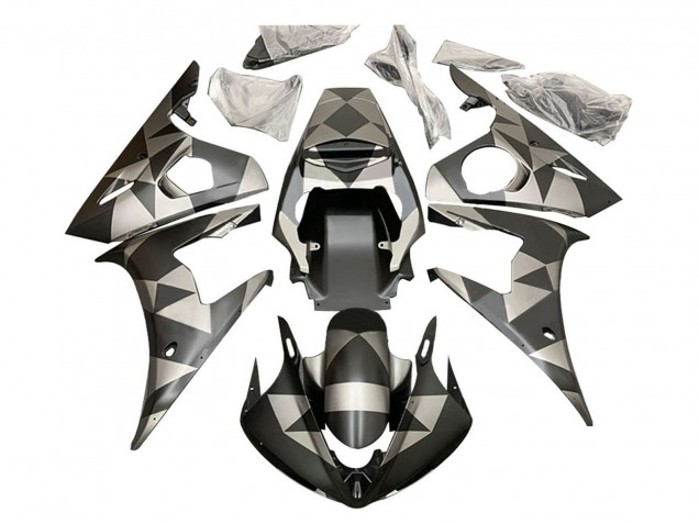 Noir Rouge Geometric Carénage Moto Yamaha YZF R6S 2006-2009