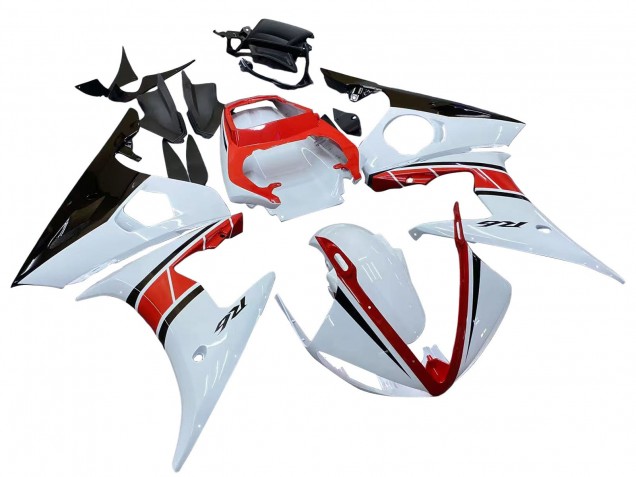 Blanc Rouge Noir Brillant Carénage Moto Yamaha YZF R6 2003-2004