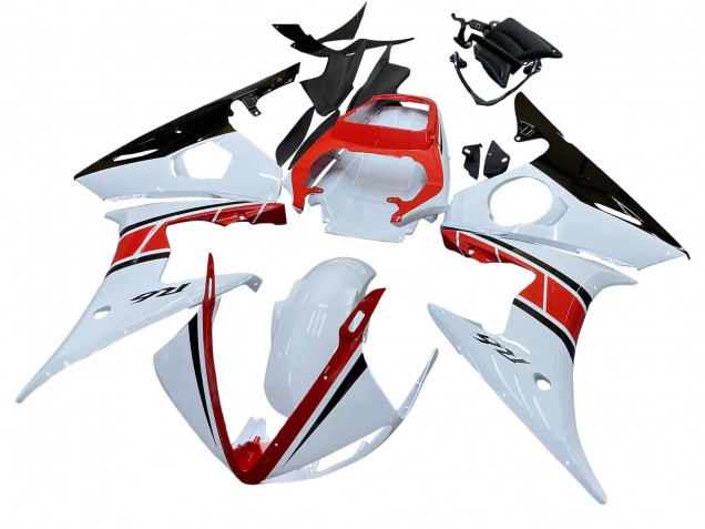 Blanc Rouge Noir Brillant Carénage Moto Yamaha YZF R6 2003-2004