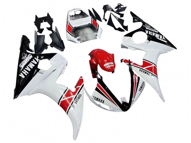 Blanc Rouge Noir Brillant Motul Carénage Moto Yamaha YZF R6 2003-2004