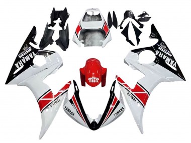 Blanc Rouge Noir Brillant Motul Carénage Moto Yamaha YZF R6 2003-2004 Pas Chère