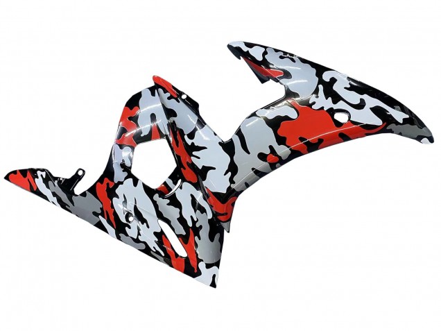 Noir Rouge Gris Camouflage Carénage Moto Yamaha YZF R6S 2006-2009