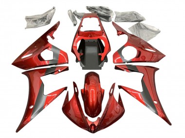 Rouge Noir Mat Carénages Moto Yamaha YZF R6 2003-2004 Pas Chère