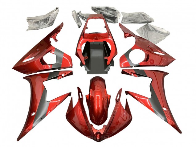 Rouge Noir Mat Carénage Moto Yamaha YZF R6S 2006-2009