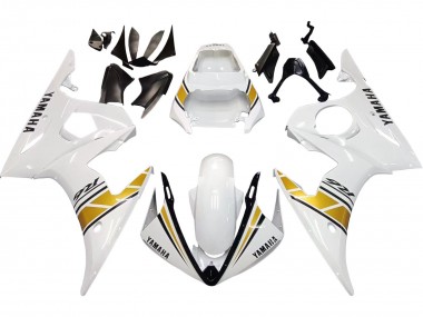 Blanc Or Carénage Moto Yamaha YZF R6 2003-2004 Pas Chère