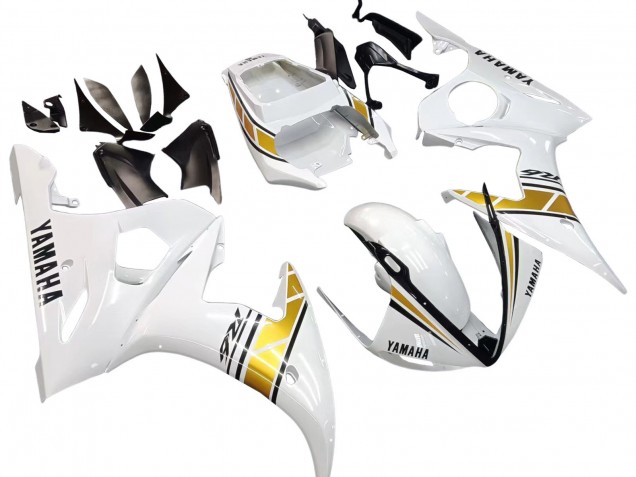 Blanc Or Carénage Moto Yamaha YZF R6S 2006-2009