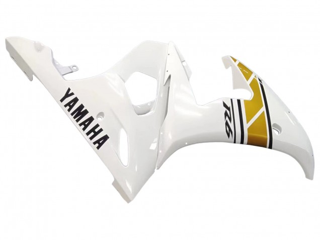 Blanc Or Carénage Moto Yamaha YZF R6S 2006-2009