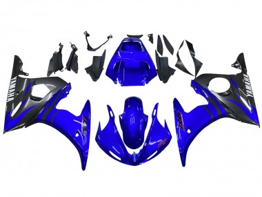 Bleu Brillant Noir Carénage Moto Yamaha YZF 600 R6 2005 Pas Chère
