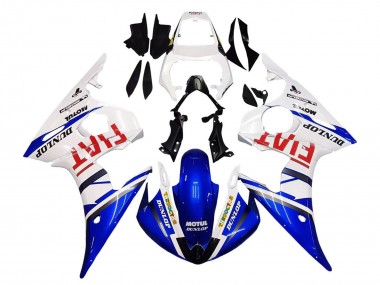 Blanc Bleu Dunlop Fiat Motul Carénage Moto Yamaha YZF 600 R6 2005 Pas Chère