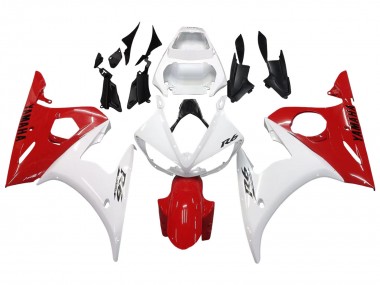 Blanc Rouge Carénage Moto Yamaha YZF 600 R6 2005 Pas Chère
