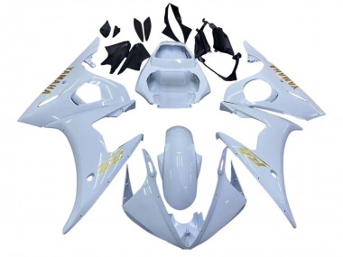 Blanc Or Carénage Moto Yamaha YZF 600 R6 2005 Pas Chère