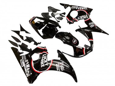 Noir Brillant Blanc Lucky Strike Motul Carénage Moto Yamaha YZF 600 R6 2005 Pas Chère