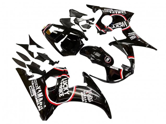 Noir Brillant Blanc Lucky Strike Motul Carénage Moto Yamaha YZF 600 R6 2005