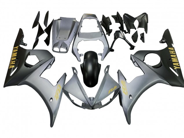 Gris Noir Mat Or Carénage Moto Yamaha YZF 600 R6 2005