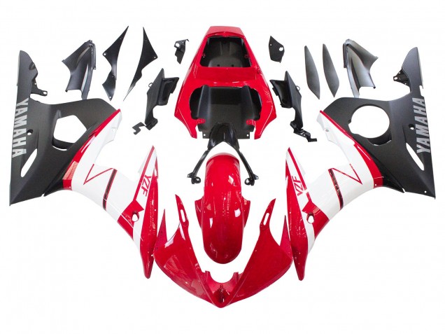 Rouge Blanc Noir Mat Carénage Moto Yamaha YZF 600 R6 2005