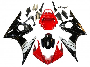 Rouge Blanc Noir Brillant Carénage Moto Yamaha YZF 600 R6 2005 Pas Chère