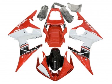 Blanc Rouge Noir Brillant Carénage Moto Yamaha YZF 600 R6 2005 Pas Chère