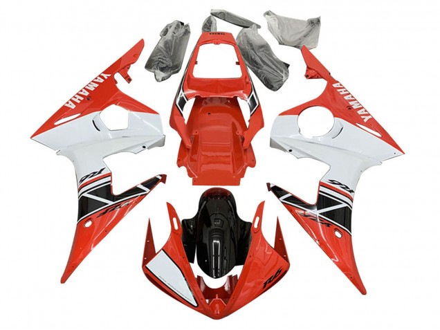 Blanc Rouge Noir Brillant Carénage Moto Yamaha YZF 600 R6 2005
