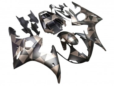 Noir Mat Gris Geometric Carénage Moto Yamaha YZF 600 R6 2005 Pas Chère
