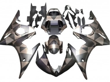 Noir Mat Gris Geometric Carénage Moto Yamaha YZF 600 R6 2005 Pas Chère