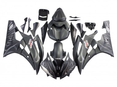 Noir Mat Argent Flamme Carénage Moto Yamaha YZF 600 R6 2006-2007 Pas Chère