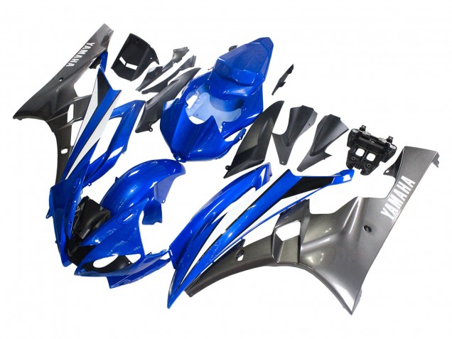 Bleu Blanc Noir Brillant Carénage Moto Yamaha YZF 600 R6 2006-2007