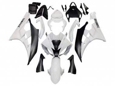 Blanc Noir Mat Carénage Moto Yamaha YZF 600 R6 2006-2007 Pas Chère