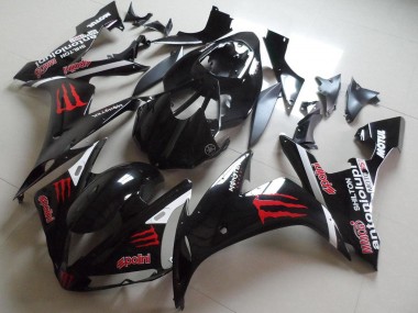 Noir Brillant Rouge Monstre Carénage Moto Yamaha YZF R1 2004-2006 Pas Chère
