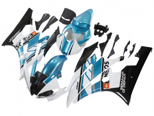 Blanc Bleu Noir Semakin Didepan ENEOS Carénage Moto Yamaha YZF 600 R6 2006-2007