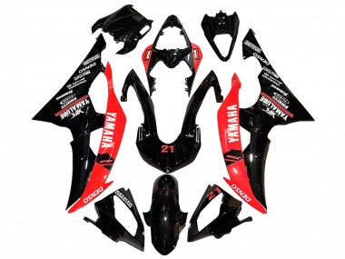 Rouge Noir Brillant DENSO Yamalube 21 Carénage Moto Yamaha YZF 600 R6 2008-2016 Pas Chère