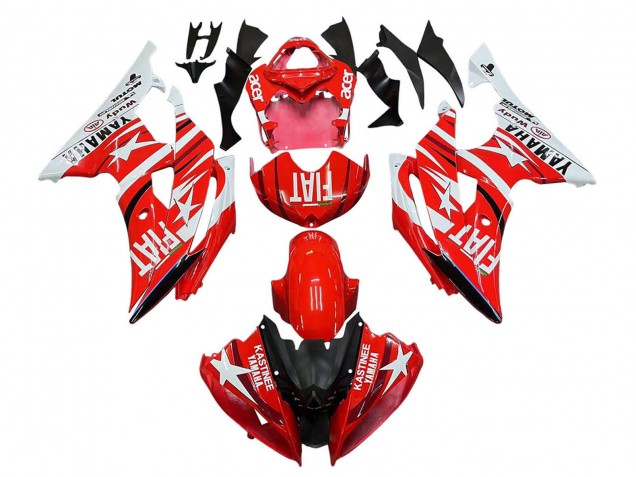 Blanc Rouge Noir Fiat Acer Carénage Moto Yamaha YZF 600 R6 2008-2016