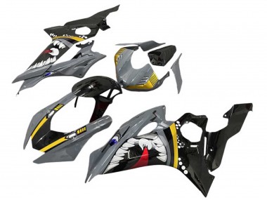 Gris Jaune Noir Brillant Requin Carénage Moto Yamaha YZF 600 R6 2017-2023 Pas Chère