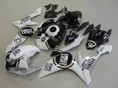 Blanc Noir Lucky Strike Carénage Moto Yamaha YZF R1 2007-2008 Pas Chère