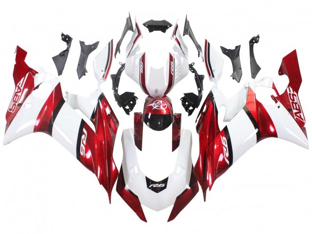 Blanc Rouge Noir Carénage Moto Yamaha YZF 600 R6 2017-2023