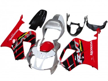 Argent Rouge Noir Bande Courses Carénage Moto Honda VTR1000 2000-2006 Pas Chère