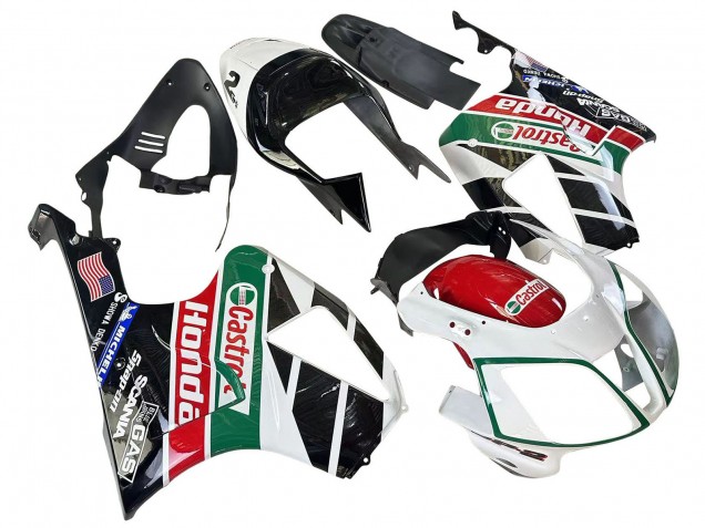 Blanc Rouge Vert Noir Brillant Castrol Carénage Moto Honda VTR1000 2000-2006