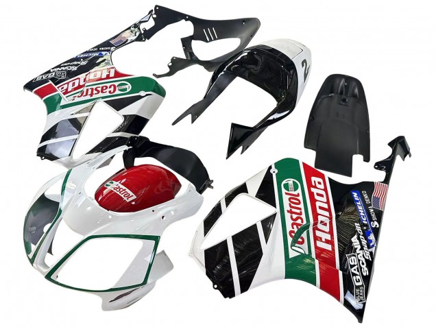 Blanc Rouge Vert Noir Brillant Castrol Carénage Moto Honda VTR1000 2000-2006