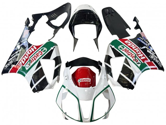 Blanc Rouge Vert Noir Brillant Castrol Carénage Moto Honda VTR1000 2000-2006