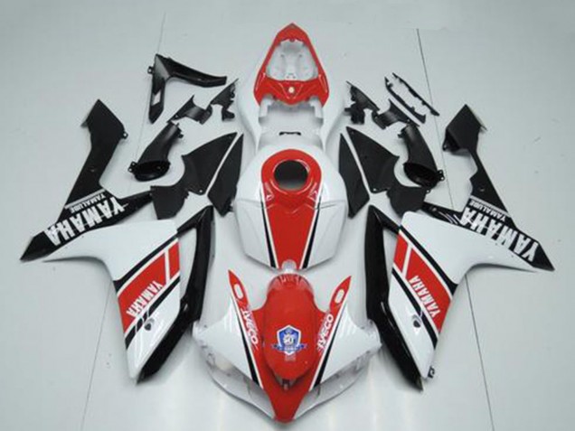 Blanc Rouge Noir Brillant Carénage Moto Yamaha YZF R1 2007-2008