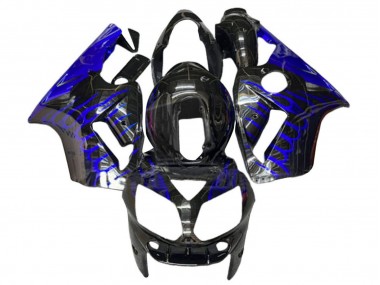 Noir Brillant Bleu Flamme Carénage Moto Kawasaki ZX12R 2000-2001 Pas Chère