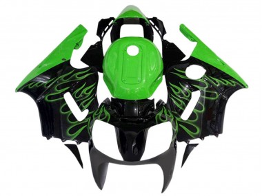 Carénages Moto Kawasaki ZX12R  2000-2001 - Noir Brillant Vert Flamme Pas Chère