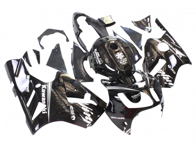 Noir Brillant Blanc Elf Neige Carénage Moto Kawasaki ZX12R 2000-2001