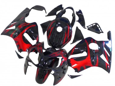 Noir Brillant Rouge Carénage Moto Kawasaki ZX12R 2000-2001 Pas Chère