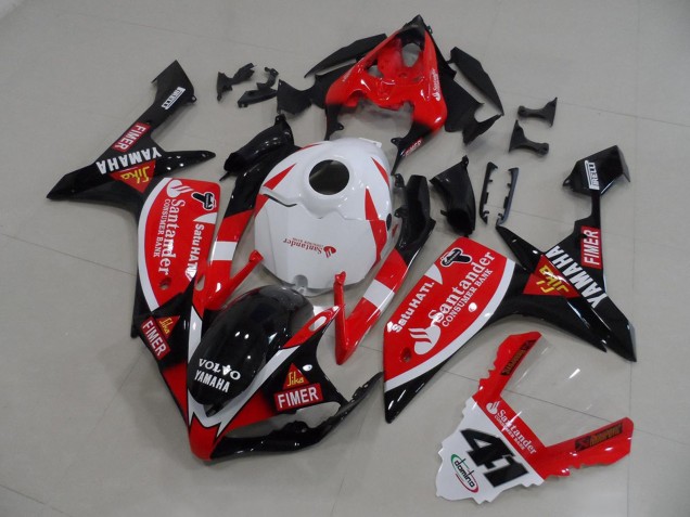 Rouge Blanc Noir Volvo Fimer Santander Carénage Moto Yamaha YZF R1 2007-2008