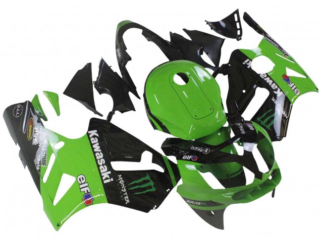 Vert Noir Brillant Elf Touch4 Monstre Carénages Moto Kawasaki ZX12R 2002-2006