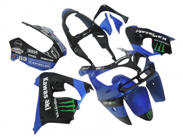 Bleu Noir Vert Blanc Elf Monstre Carénage Moto Kawasaki ZX12R 2002-2006