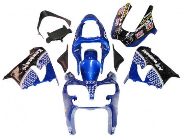 Bleu Blanc Noir Brillant Carénage Moto Kawasaki ZX9R 2000-2001